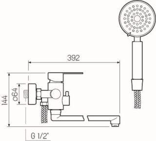 Смеситель для ванны с душем РМС SUS124-006EP нержавеющая сталь